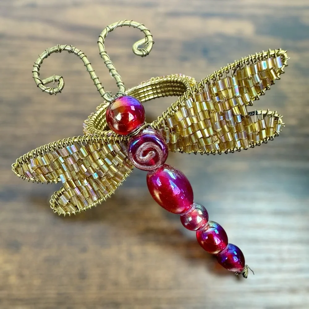 Dragon Fly Jeweled‎ Napkin Rings Set of 2 Kitchen Pier 1 Imports Holiday